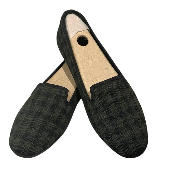 NWOB Vivaia Audrey Green Plaid Roundtoe Woven Knit Loafer EU 38.5 US 8 - Picture 1 of 8